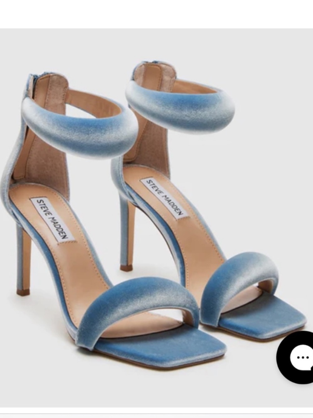 Steve Madden Powder Blue Velvet Ankle-Strap Stiletto Sandals